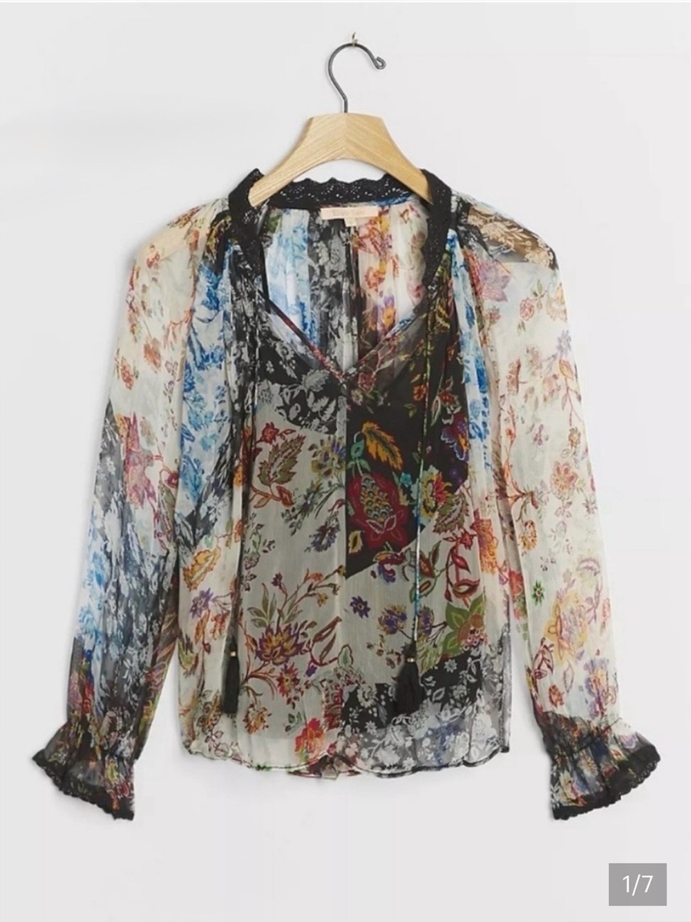 Love The Label Anthropologie Annora Boho Ruffle Blouse S NWT